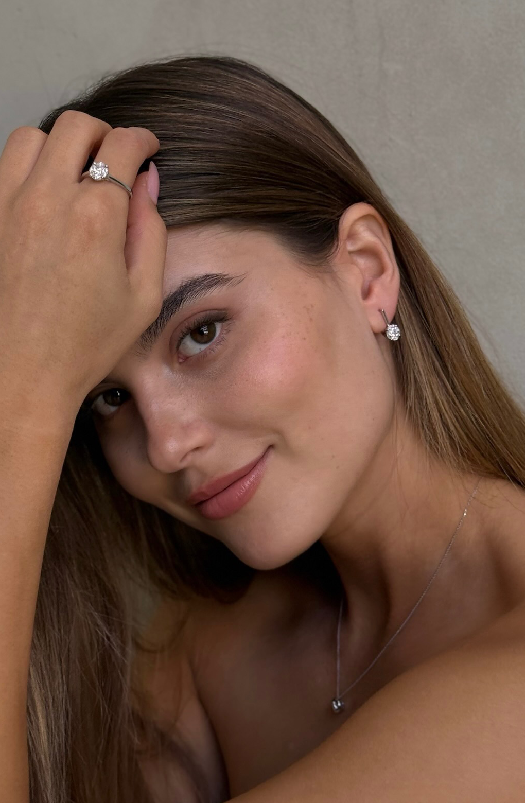 עגילי יהלומים מזהב K14, משובצים 1.00 קראט יהלומים, דגם POZEDSEF32268