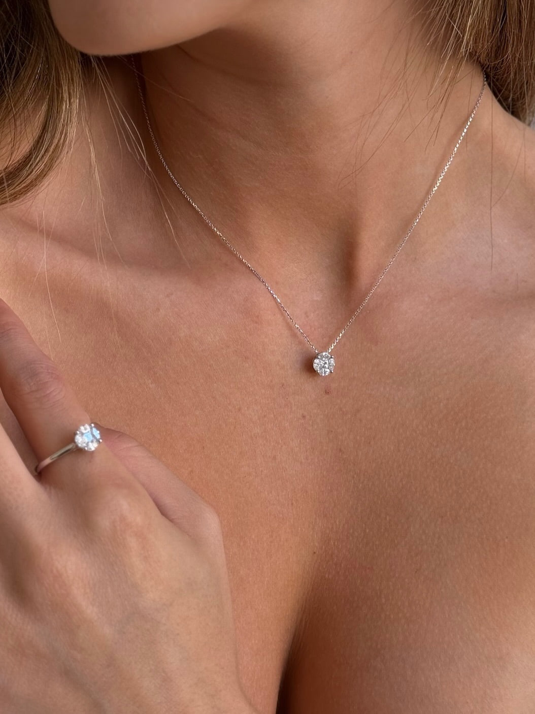 שרשרת ותליון יהלומים ,זהב 14 K,משובצת 0.50 קראט יהלומים ,דגם POZCDSPF24157