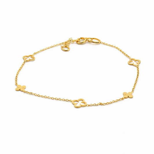 צמיד זהב בשילוב תליוני תלתן,  זהב 14K, דגם  POZB277-289244