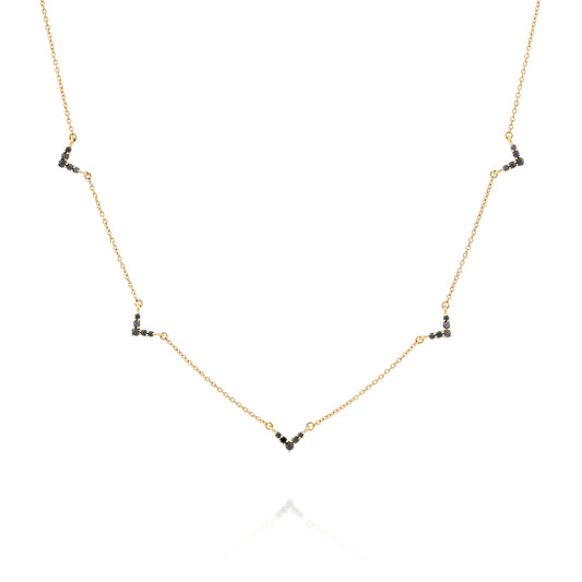 שרשרת ותליון יהלומים,זהב 14K,משובצת 0.23 קראט יהלומים שחורים,דגם POZCDSNF05946BLD