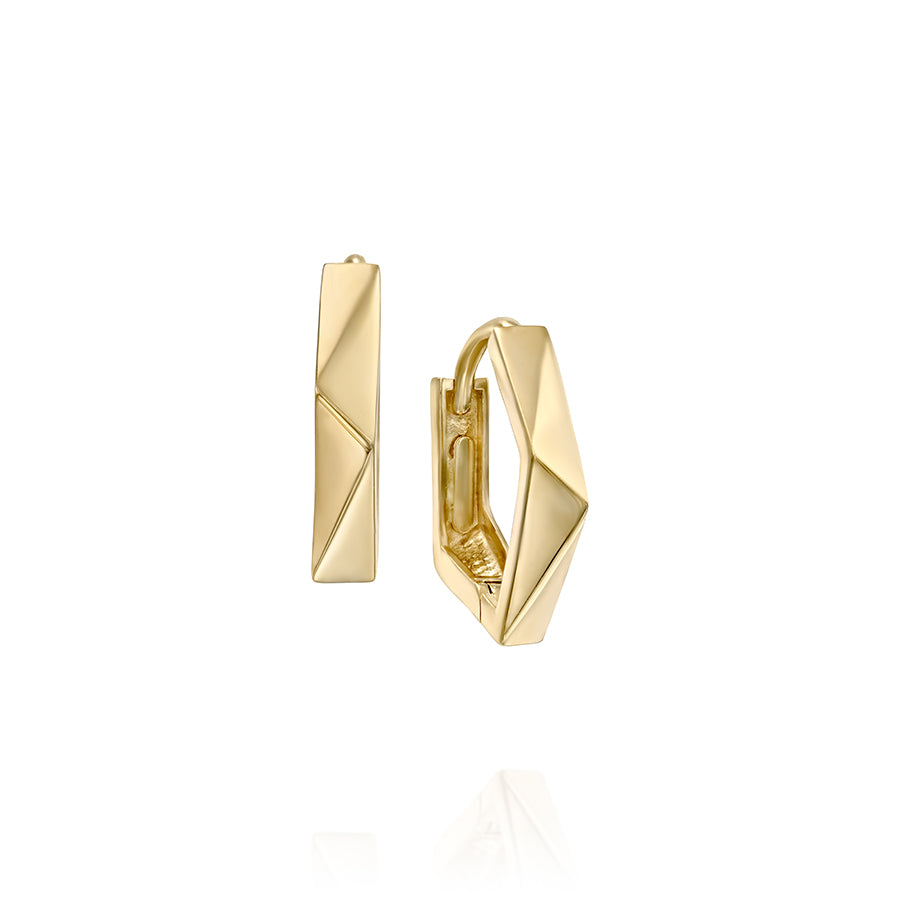 עגילי חישוק מזהב צהוב 14K,דגם POZE-CAH0210-10