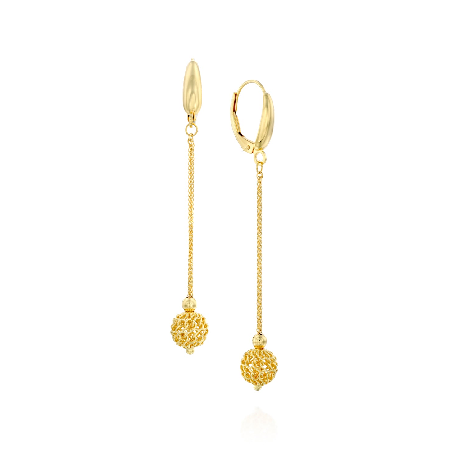 עגילי זהב תלויים ארוכים, 14K זהב, דגם POZE009-SFOGOR2TSMG