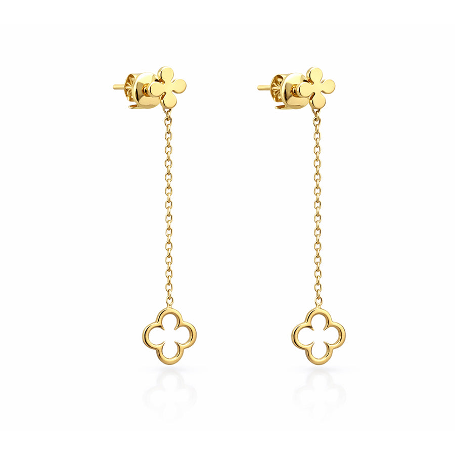 עגילי זהב תלויים ארוכים, 14K זהב, דגם POZE277-289244