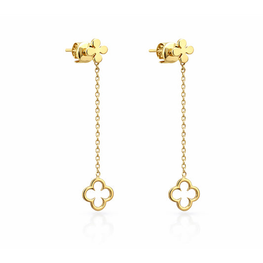 עגילי זהב תלויים ארוכים, 14K זהב, דגם POZE277-289244