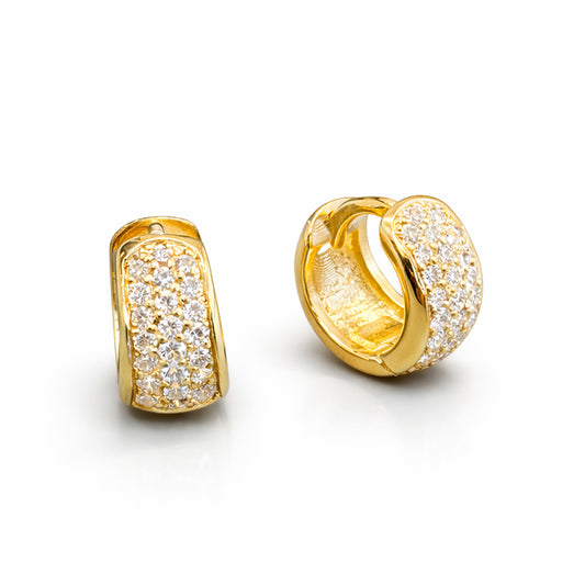 עגילי יהלומים מזהב K14, משובצים 0.40 קראט יהלומים, דגם POZED94