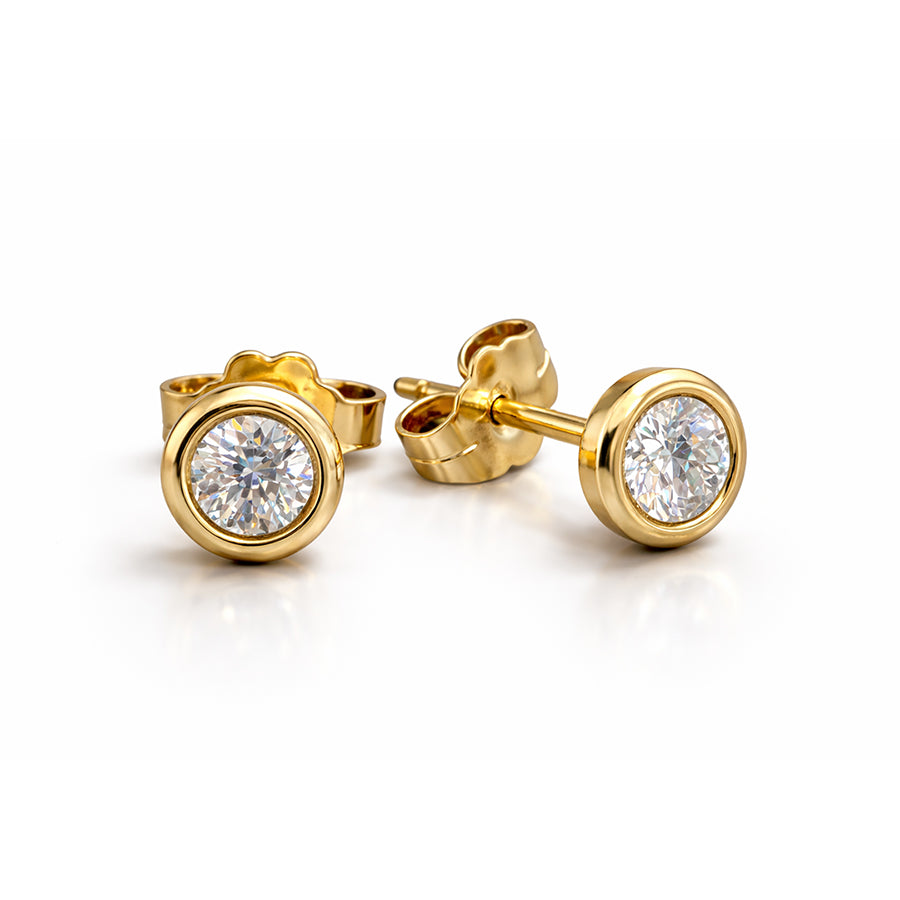 עגילי יהלומים מזהב K14, משובצים 0.42 קראט יהלומים, דגם POZEDC040