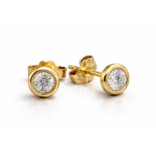 עגילי יהלומים מזהב K14, משובצים 0.42 קראט יהלומים, דגם POZEDC040