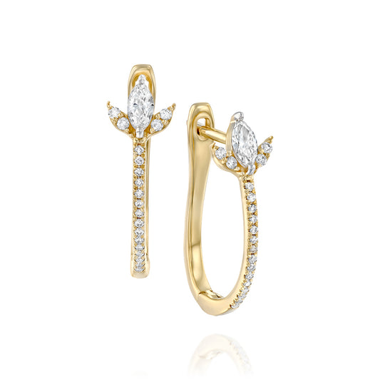 עגילי יהלומים מזהב K14, משובצים 0.33 קראט יהלומים, דגם POZEDSEF32271