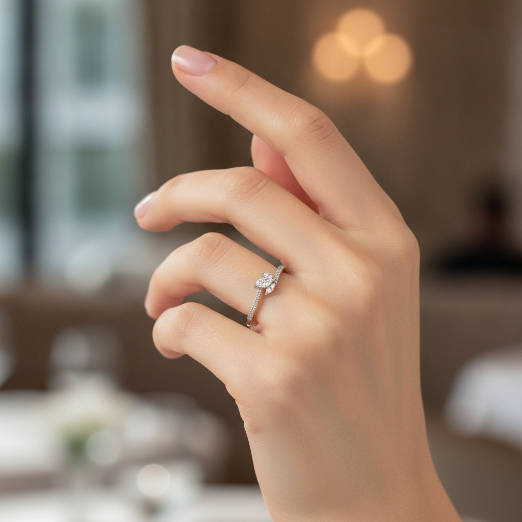 טבעת יהלומים בעיצוב קלאסי ,זהב K14, משובצת 0.20 קראט יהלומים, דגם POZRDSRF31309