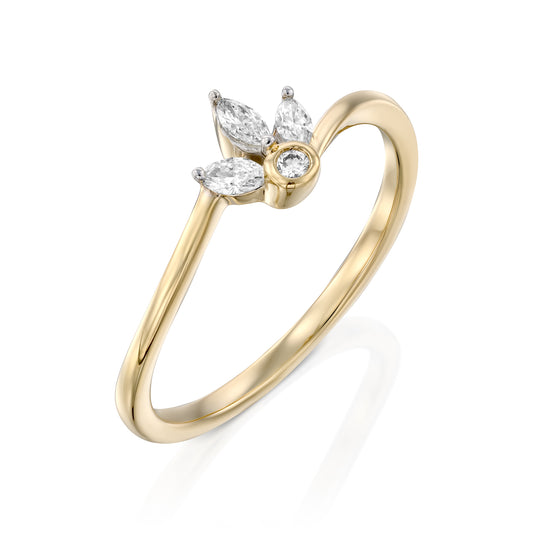 טבעת , זהב 14K, משובצת 0.15 קראט יהלומים, דגם POZRDSRF31311