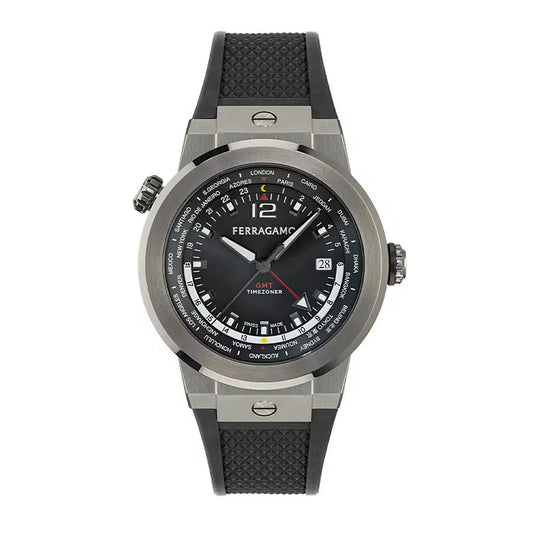 שעון Ferragamo מקולקציית F-80 GMT Worldtime, שעון לגבר ,דגם SFHA00224