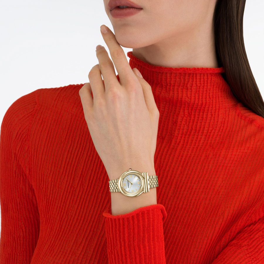 שעון Ferragamo עם יהלומים מקולקציית Gancini Twisted, שעון לאישה ,דגם SFJK00626