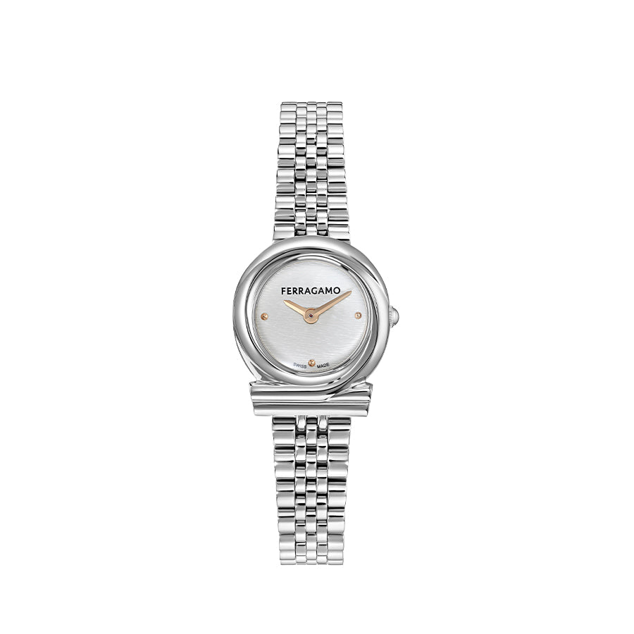 שעון Ferragamo עם יהלומים מקולקציית Gancini Twisted, שעון לאישה ,דגם SFNN00126