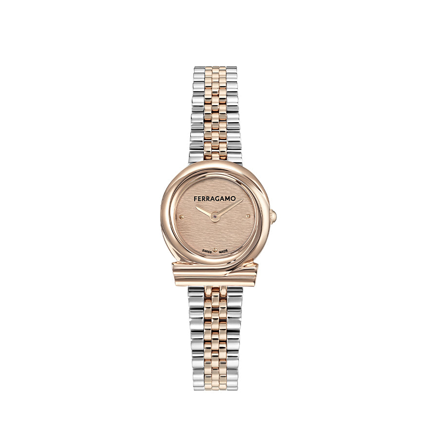 שעון Ferragamo עם יהלומים מקולקציית Gancini Twisted, שעון לאישה ,דגם SFNN00326