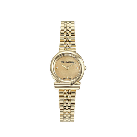 שעון Ferragamo עם יהלומים מקולקציית Gancini Twisted, שעון לאישה ,דגם SFNN00426