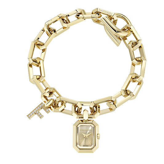 שעון-צמיד עם יהלומים Ferragamo מקולקציית CRYSTAL TANK PETITE, שעון לאישה ,דגם SFTQ00325