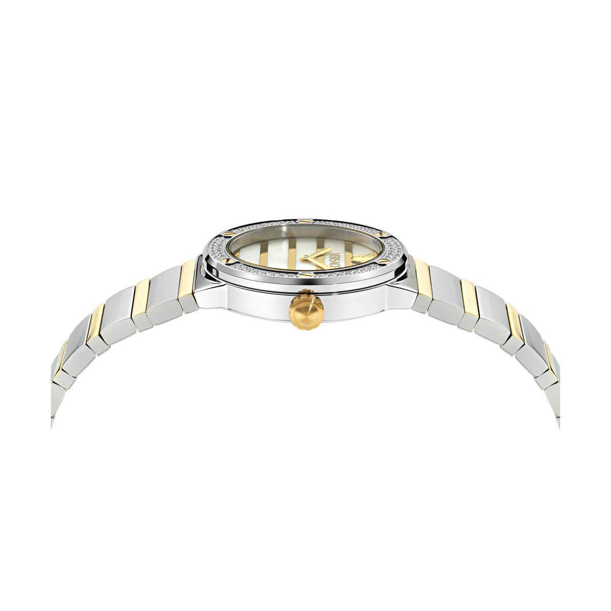 שעון VERSACE לאישה משובץ יהלומים מקולקציית TIMELESS – GRECA LOGO PEARL PRECIOUS, דגם VE3Y00126