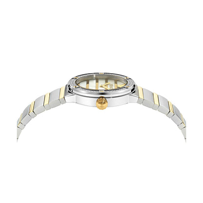 שעון VERSACE לאישה משובץ יהלומים מקולקציית TIMELESS – GRECA LOGO PEARL PRECIOUS, דגם VE3Y00126
